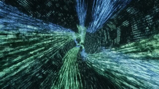 Luminous Ribbons Flowing in Digital Currents of Abstract Code