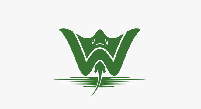 Green Leaf Shaped Letter W Logo Design.