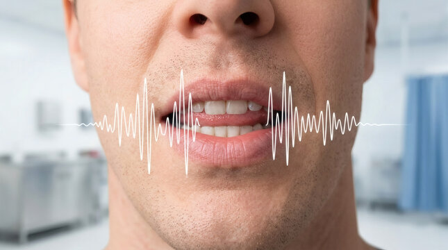 Closeup of a mans smiling mouth.