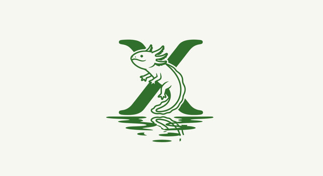 Green lizard standing on a leaf in water.