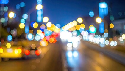 Fototapeta premium Blurred City Lights at Night Bokeh Effect.
