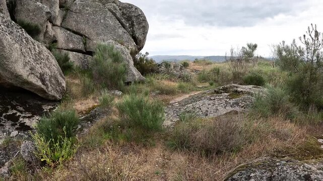 Boulders in Castro de Santiago archaeological site, parish of Figueir&oacute; da Granja, Fornos de Algodres, district of Guarda, Portugal