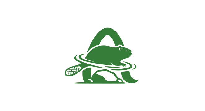Green frog logo with lotus leaf illustration.