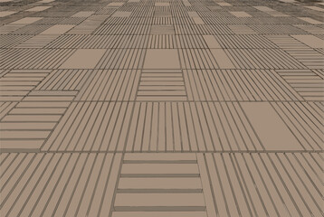 Fototapeta premium Abstract perspective view of a wooden parquet floor pattern with fine textures and lines in warm brown tones creates a modern interior feel.