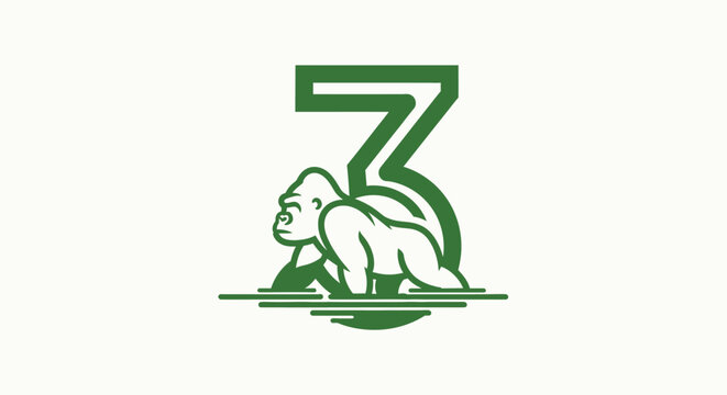 Green Gorilla Logo with Number Three Design.
