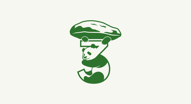Green stylized number three with mushroom cap design.