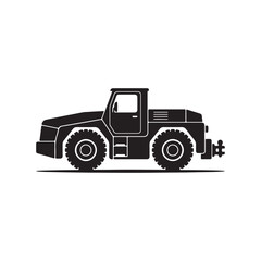 Naklejka premium Heavy duty industrial airport tug vehicle silhouette with silhouette industrial aviation