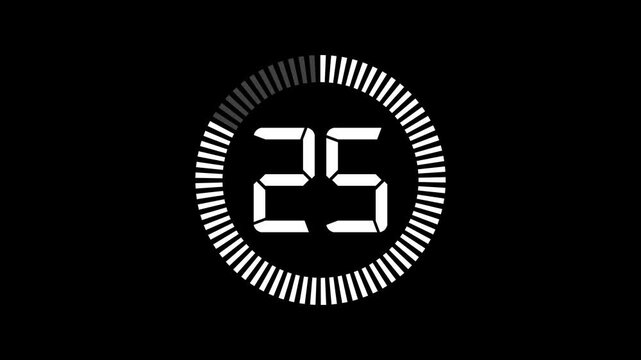 30 to 0 seconds minimal countdown timer animation. Round circle 30 seconds countdown, Countdown timer from 30 to 0 seconds suitable for presentations. 30 second countdown timer, Modern flat design 4k 