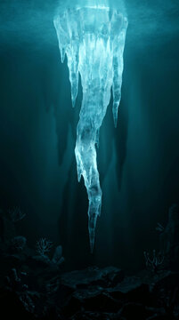 Brinicle Ice Finger Forming Underwater