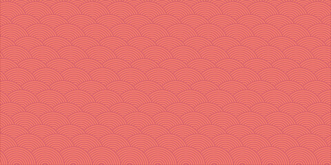 Fototapeta premium Red Japanese Wave Pattern Seamless Background With Traditional Seigaiha Motif For Design