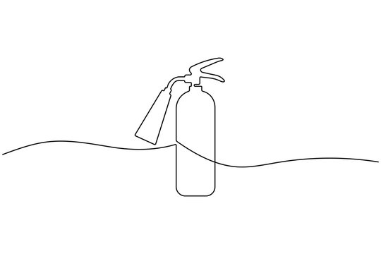 Fire extinguisher continuous one line art minimalist outline vector icon