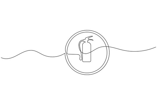 Fire extinguisher continuous one line art minimalist outline vector icon