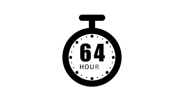 Analog clock with 64 hour o'clock isolated on white background
