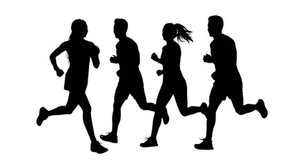 Obraz premium Black silhouettes of people running