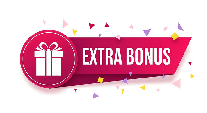 Red badge with extra bonus text design