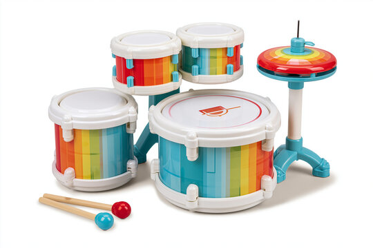 Toy Drum Set Isolated on White Background
