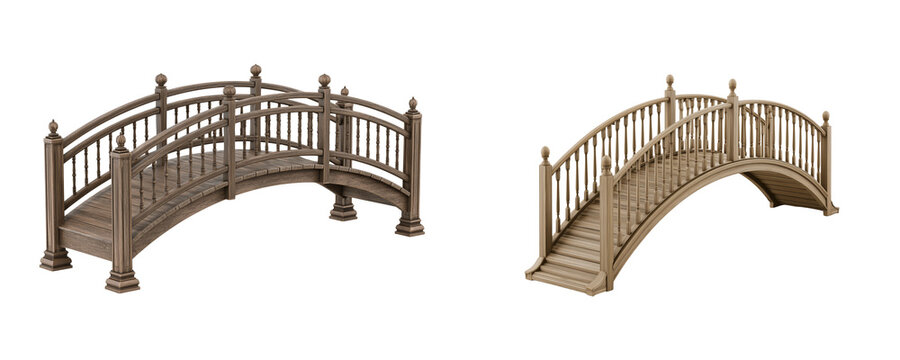 Detailed Wooden Bridge Design for Architectural Visualization