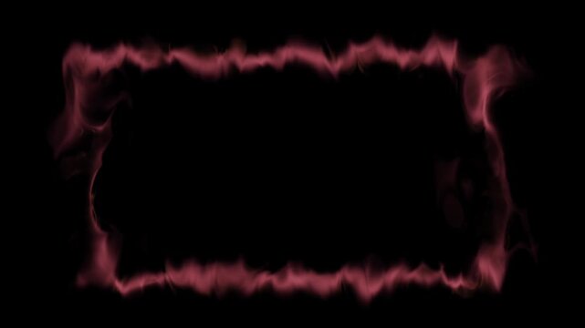 A rectangular border made of burning pink fire and wispy smoke loops continuously against a black background.