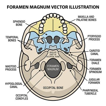 Detailed anatomical diagram of human foramen magnum.