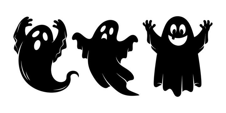 Halloween ghosts silhouettes for spooky decorations and party themes