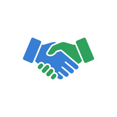 Obraz premium Blue and green handshake agreement icon.