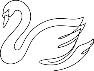 Elegant single line drawing of a swan in graceful pose, minimalist art, vector illustration © Mutoher