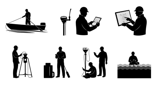 Technician collects ocean glider data on a boat with various equipment and tools on site