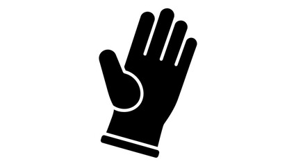 Obraz premium A black silhouette icon representing insulated electrical gloves, designed for safety and protection during electrical w
