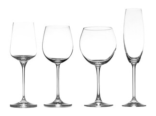 Set of different empty glasses on transparent background, png © New Africa