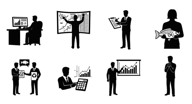Business professionals presenting data and graphs in a meeting room setting with colleagues