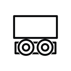 Minimalist Monochrome Flatbed Trailer Cargo Transport Icon Design © Jubida