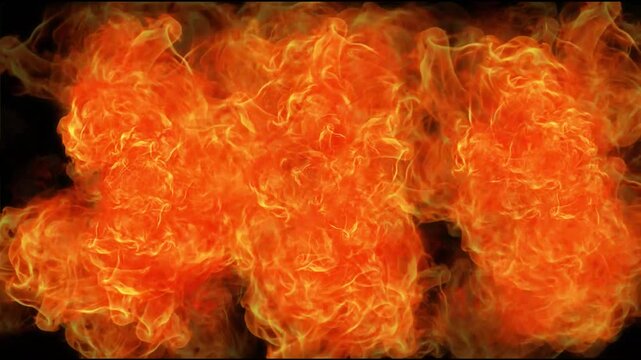 Heavy Fire Flames and Hot Inferno Roaring on black Screen, Chroma Key Blaze Overlay for Cinematic Video Editing and Filmmaking VFX, 4K Ultra HD Seamless Loop