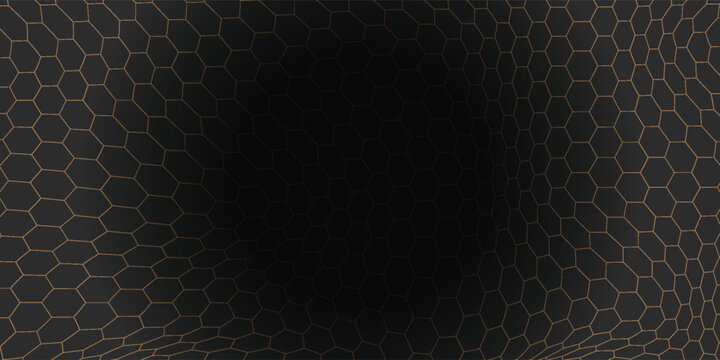 hexagon pattern. Texture bee comb grid. Flat vector illustration isolated on dark background.