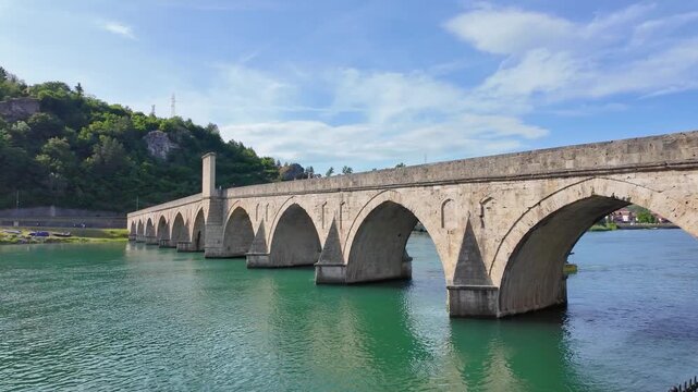 Visegrad, Bosnia and Herzegovina May 30, 2026 The Mehmed Pasa Sokolovic Bridge crossing the Drina River, one of the most significant Ottoman monuments in the Balkans