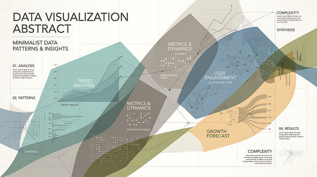 Abstract business data visualization vector infographic template with minimalist charts, graphs, and diagram elements