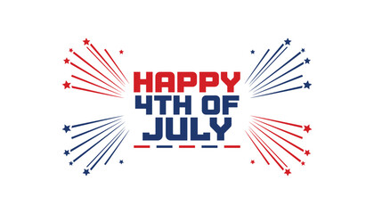 Obraz premium Happy 4th of July celebration with red blue fireworks and stars Independence Day American flag colors