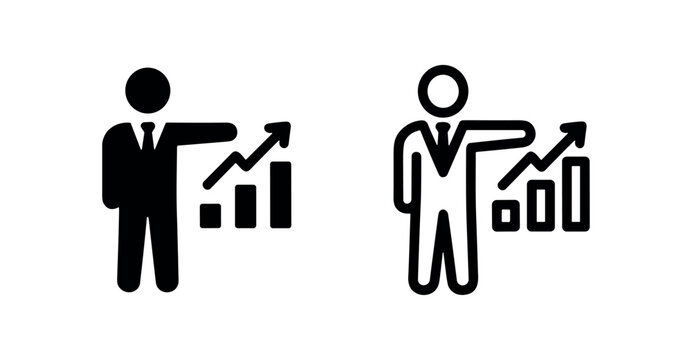 Businessman Chart Growth Icons