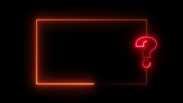 Neon orange rectangular frame with a red question mark