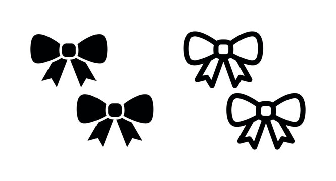 Decorative Gift Bow Ribbon Icon Set