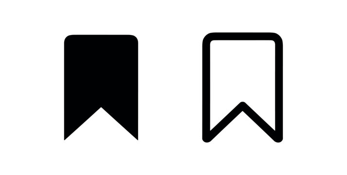 Bookmark icon symbol in filled and outline style for save or favorite items.