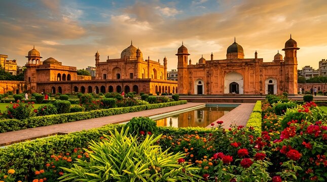 Lalbagh fort in dhaka, bangladesh at sunset
