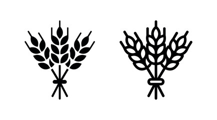 Obraz premium Wheat stalks grain agricultural harvest icon set