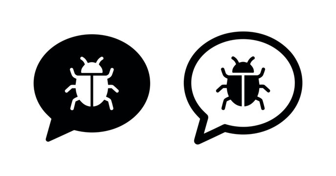 Software bug report and communication chat bubble icon set