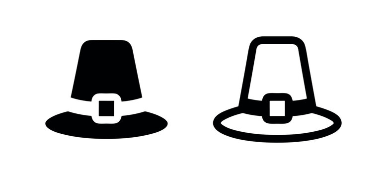 Pilgrim hat Thanksgiving holiday icons
