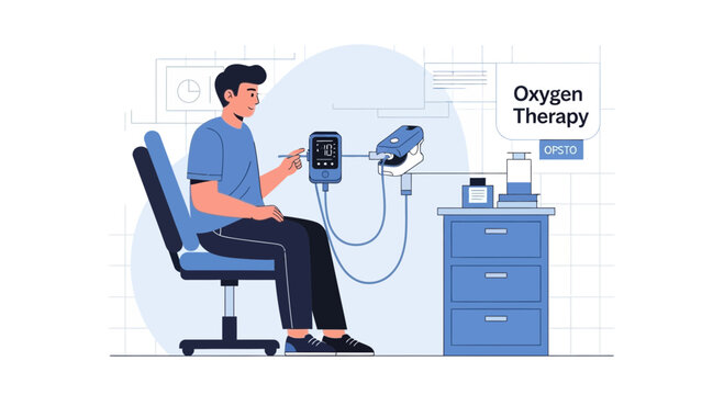 Patient Receiving Oxygen Therapy and Monitoring in a Medical Setting