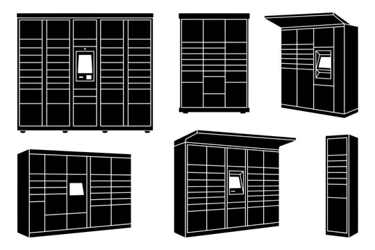 Collection of smart parcel locker designs for efficient package management.