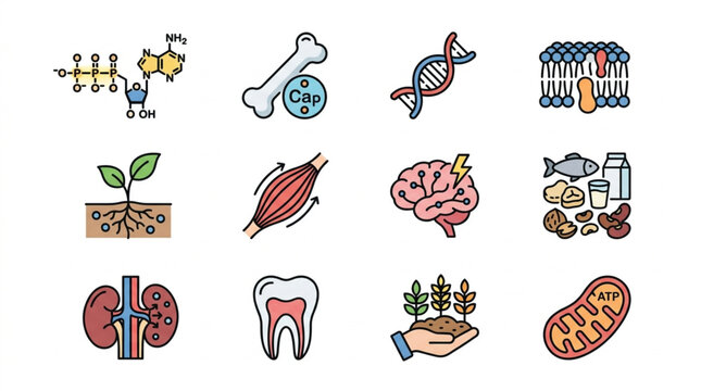 Collection of Medical Science and Biology Icons Vector Illustration.