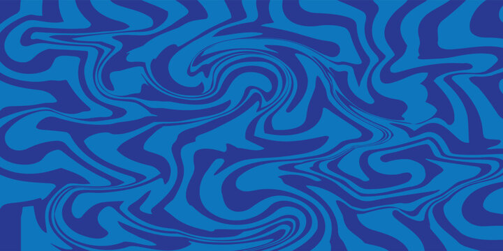 Blue liquid marble texture background. Abstract psychedelic swirl pattern with fluid wavy lines. Groovy trippy vector backdrop for modern banner, poster, wallpaper, and apparel design