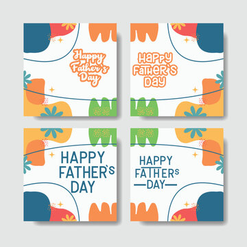 Set of minimalist colorful father's day design templates suitable for social media posts and web ad