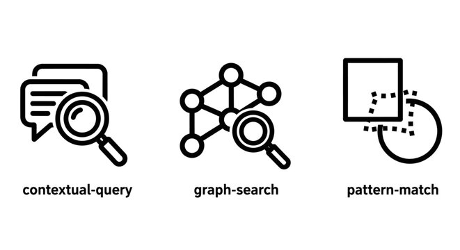 Collection of data search and analysis line icons with analysis magnifying research connection information software technology interface business analytics graphics background algorithm